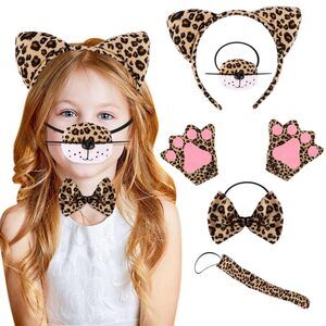 2661 Leopard Print Feline Cosplay Costume 6 Piece Set